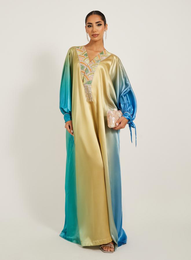 Maxim Creation Embroidered Detail Ombre Jalabiya - Image 1